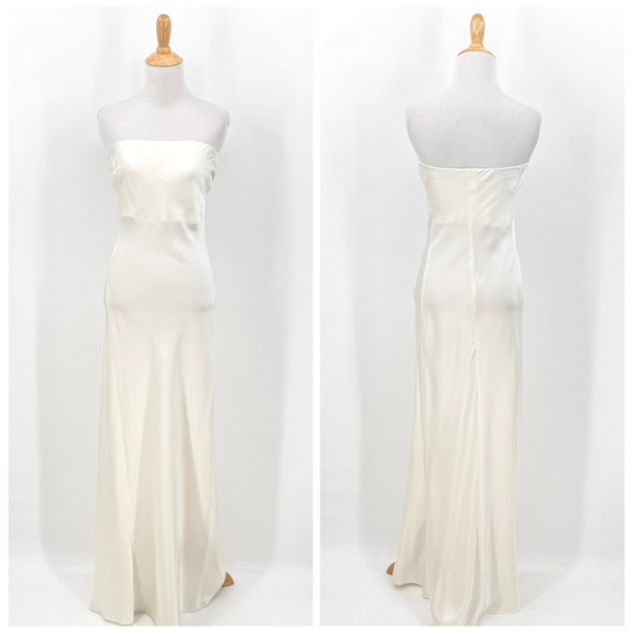 Enza Costa Dresses & Skirts - ENZA COSTA Strapless Silk Bias Maxi Dress Women Small Off White Quiet Luxury NEW